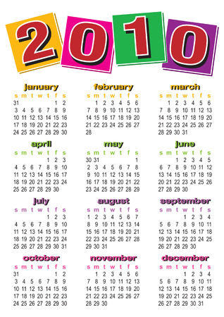 Vector of calendar 2010 with colorful design on white backgroundのイラスト素材