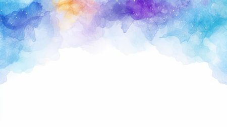 Watercolor art background vector. Wallpaper design with winter flower paint brush line art. Earth tone blue, pink, ivory, beige watercolor Illustration for prints, wall art, cover and invitation.のイラスト素材