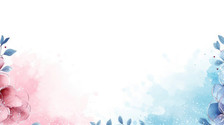 Watercolor art background vector. Wallpaper design with winter flower paint brush line art. Earth tone blue, pink, ivory, beige watercolor Illustration for prints, wall art, cover and invitation.のイラスト素材