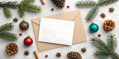 Blank white Christmas card mockup, perfect for showcasing your design.  Ideal for holiday marketing...