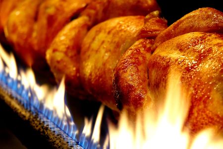 grill chickens, shallow dofの写真素材