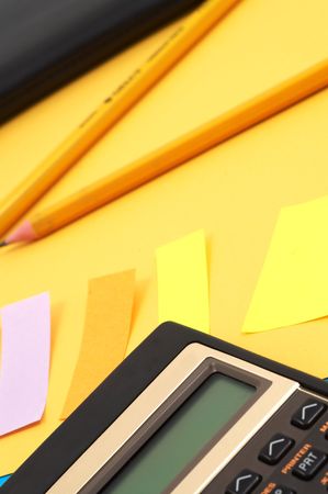 calculator and pencilsの写真素材