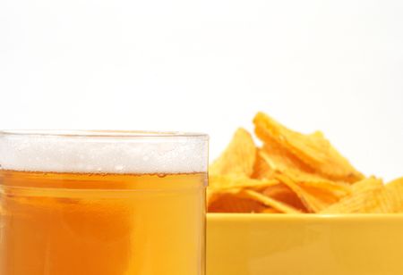 beer and chipsの写真素材