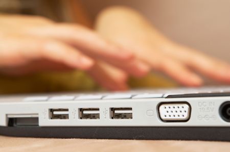 laptop close up image, shallow dofの写真素材