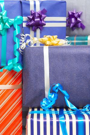 colorful presents on white backgroundの写真素材