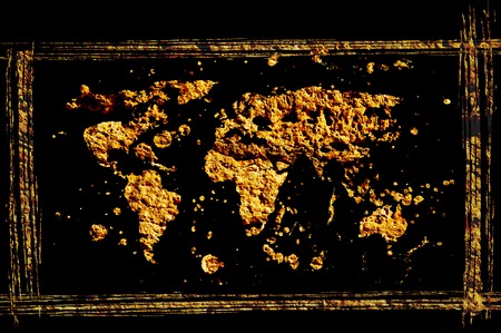 grunge world map background with wall textureMap...