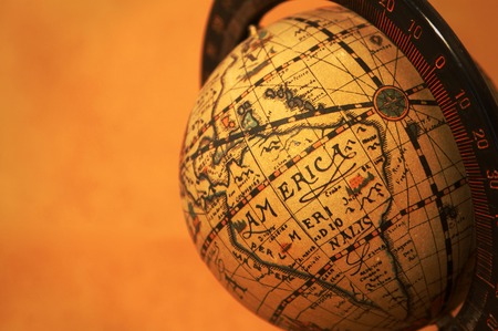 antique toned globe close up