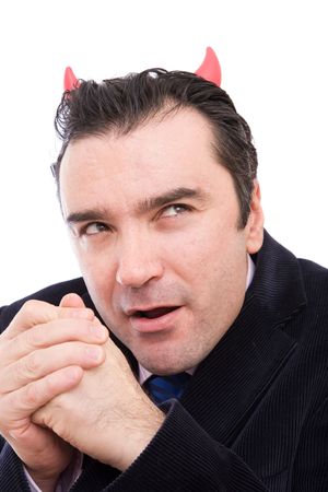 business concept with a devil businessman making a face