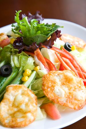 food concept with a cheese salads close upの写真素材