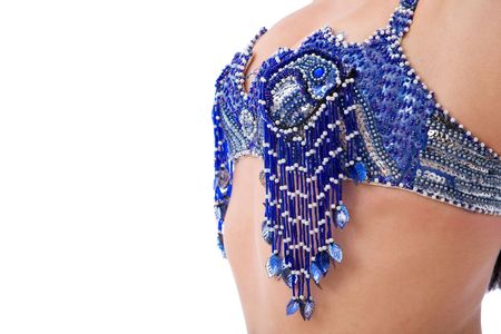 beautiful belly dancer close up on whiteの写真素材