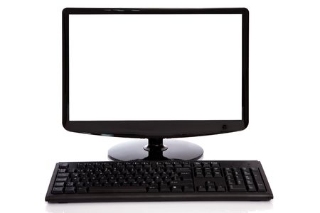 high tech concept with a modern lcd and keyboardの写真素材