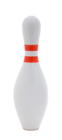 single bowling pin close up on white backgroundの写真素材