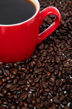 coffee with beans, shallow dofの写真素材