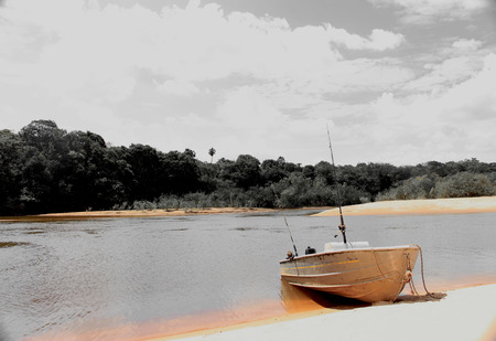 Boat on the beachの写真素材