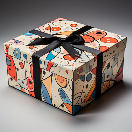 Gift box with a bow on a gray background. 3d renderingの写真素材