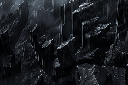 Abstract fractal computer generated composition with various geometrical shapes.の素材