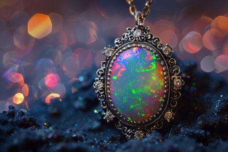 Celestial Cascade: Opal Pendant's Radiant Charmの素材