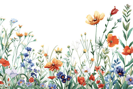 Floral background with poppies and forget-me-notsのイラスト素材