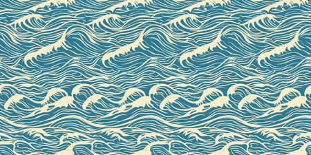 Ocean Waves Seamless Patternのイラスト素材