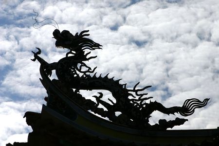 Chinese Dragon Silhouetteの写真素材