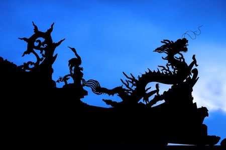 Chinese Dragon Silhouetteの写真素材