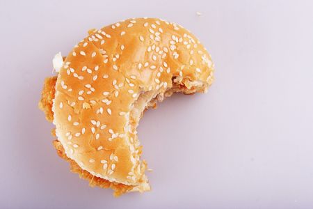 Bitten burger close upの写真素材