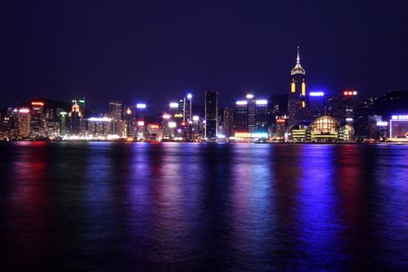 The Hong Kong Skyline By Night.