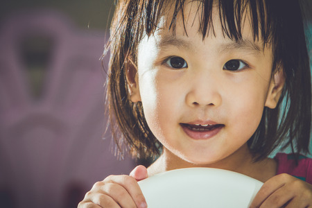 Smiling Asian Chinese Girl Close up shotの写真素材