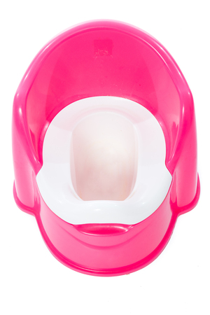 A pink children's potty in isolated White Backgroundの写真素材
