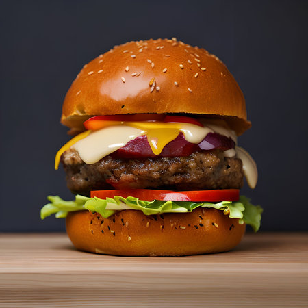Savor the iconic flavors of our mouthwatering hamburgers, crafted with premium ingredients and served with a side of deliciousness that will satisfy any burger lover's cravingsの素材