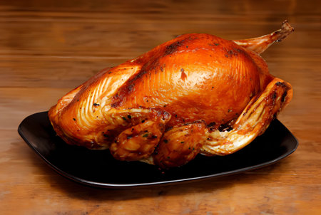 Delight in the succulent perfection of our roast turkey, a centerpiece of tender, juicy meat with golden brown crispy skin, destined to elevate your festive feastの素材