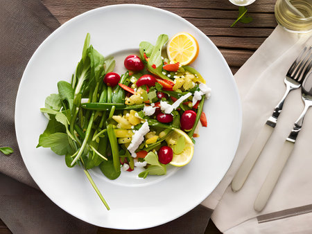 Elevate your health and wellness with our fresh and vibrant salad, packed with nutritious ingredients and bursting with flavorの素材