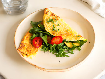 Start your day off right with our fluffy and flavorful omelet, packed with your favorite ingredients for a satisfying breakfastの素材