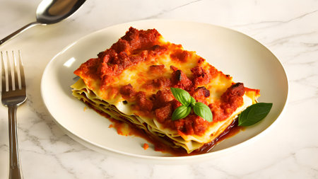 Experience the classic Italian comfort food with our mouthwatering lasagna, layer after layer of cheesy goodnessの素材