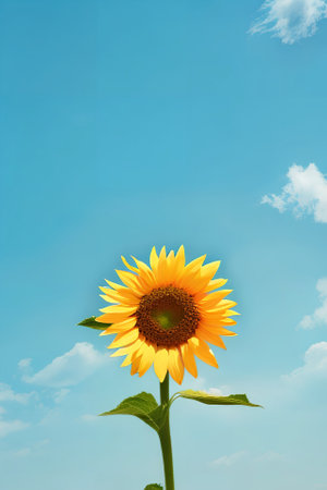 Unveil the enchanting combination of sunflowers and a vibrant sky, a breathtaking view that encapsulates the joy and vitality of natureの素材