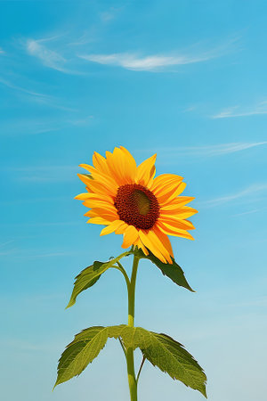 Witness the enchanting harmony of vibrant sunflowers and the awe-inspiring expanse of the sky, a visual symphony that celebrates the beauty of natureの素材