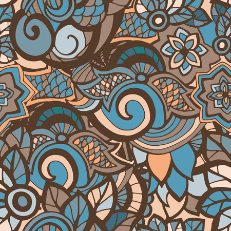 seamless pattern with floral elements. Autumn colors. Endless texture can be used for wallpaper, textile, pattern fills, web page background.のイラスト素材