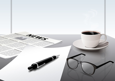 Business working in the office coffee glasses newspaperのイラスト素材