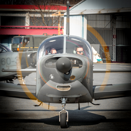 The marchetti S208M is a plane built in 1968, used for training, goods transport and health services.のeditorial素材