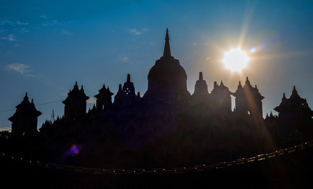 temple at sunrise, Roi-et, Thailandの写真素材