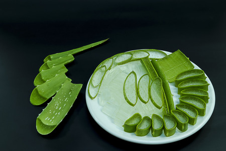 Aloe vera decorate on white dish.の写真素材