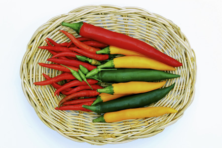 Thai chillis on wooden background.