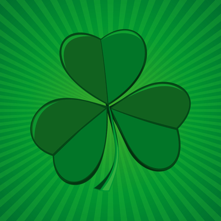 Clover on green retro background. Shamrock, trifoliate clover - symbol of Ireland. Symbol of the celebration of St. Patricks Day. Vector illustrationのイラスト素材