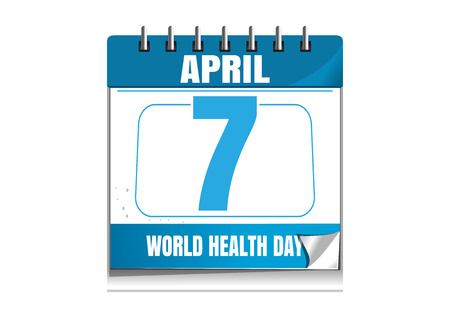 World Health Day. Wall calendar. 7 April. Health Day date in the calendar. Desktop calendar isolated on white background. Vector illustrationのイラスト素材