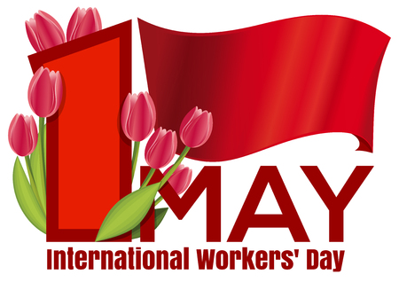 International Workers Day design with the red flagのイラスト素材