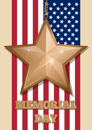 Inscription - Memorial Day and golden starのイラスト素材
