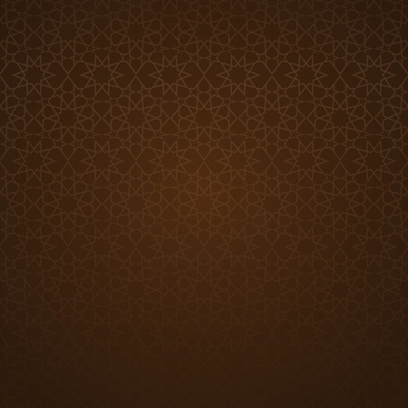 Traditional Arabic ornament on a dark brown background. Girih - Islamic decorative art. Vector brown backgroundのイラスト素材