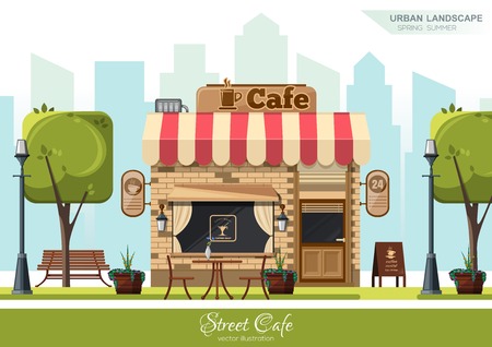 Street Cafe. Flat design conceptのイラスト素材
