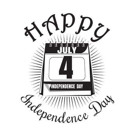 Calendar with date - 4th of July. Independence Day icon. Happy Independence Day. Calendar icon isolated on white background. Vector illustrationのイラスト素材