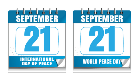 International Day of Peace known as World Peace Day. Wall calendar set. September 21. Vector illustrationのイラスト素材